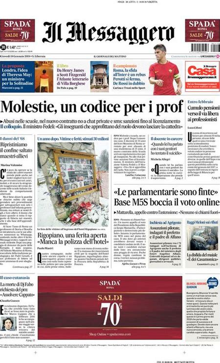 Le prime pagine di giovedì 18 gennaio 2018 Il Post