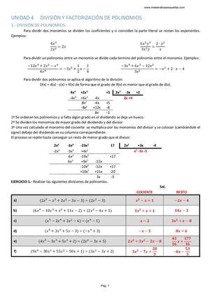 Calaméo 3º ESO Acad Unidad 4 Division De Polinomios