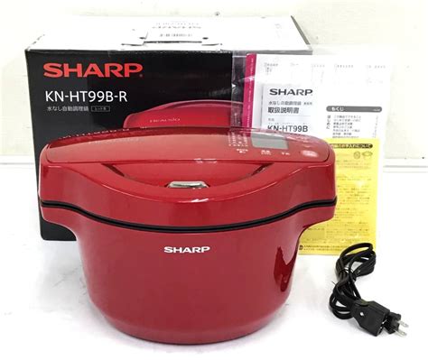 【傷や汚れあり】動作品 Sharp ヘルシオ ホットクック 水なし自動調理鍋 Kn Ht99b 2018年製 レッド 16l 元箱 取説