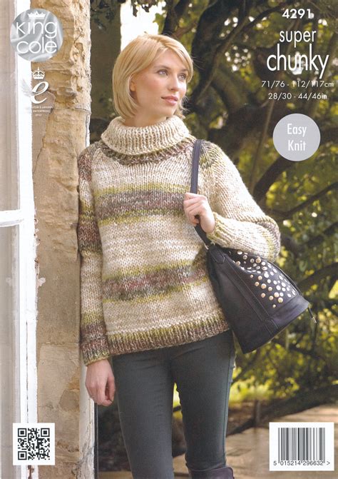 Ladies Super Chunky Knitting Pattern King Cole Polo Neck Jumper Cardigan 4291 Ebay