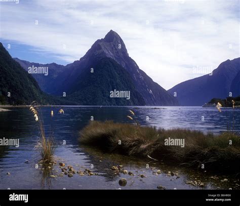 View Of Mitre Peak In Milford Sound A Fjord In Fjordland National Park