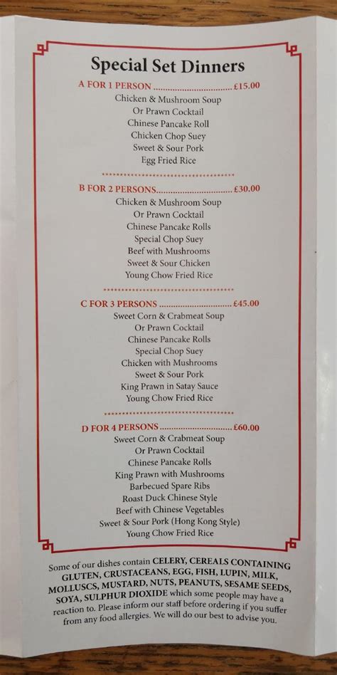 Menu At Golden House Chinese Restaurant Street