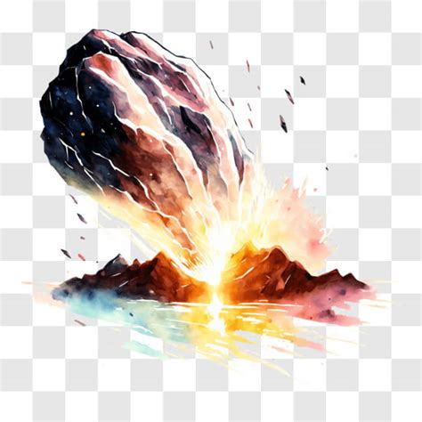 Descarga Meteorito Explotando En Agua Ilustración Poderosa De La Naturaleza Pngs En Línea