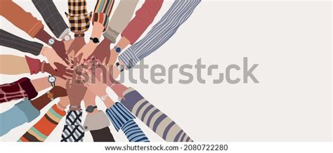 Group Hands On Top Each Other Stock Vector Royalty Free