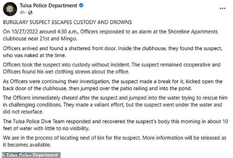 Naked Man In Handcuffs Drowns In Oklahoma Pond After Running From