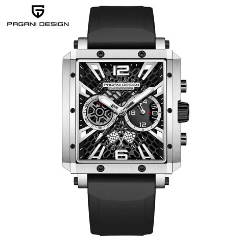 PAGANI DESIGN Men Watch TMI VK64 Movement Skeleton Quartz Date Fashion