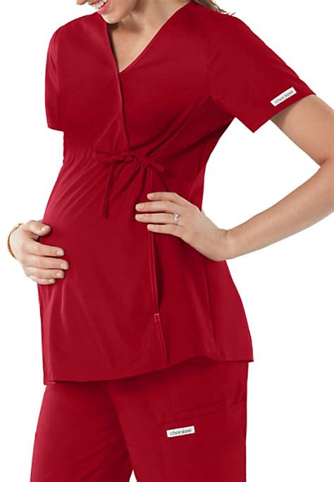 Cherokee Flexibles Maternity Mock Wrap Knit Panel Scrub Tops Scrubs