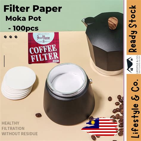 Ready Stock Moka Pot Coffee Filter Papers Unbleached Original Wooden