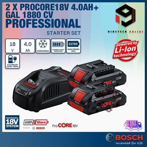 BOSCH 2X PROCORE 18V 4 0AH GAL 1880 CV STARTER SET 18V 4 0Ah