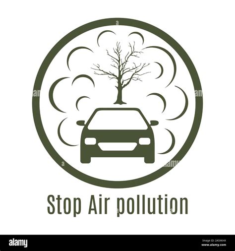 Vector Illustration With Car Emits Smog Exhaust Tree Environmental