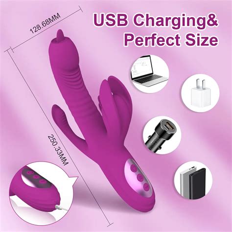 4 In 1 G Spot Vibrator Heating Telescopic Swinging Tongue Licking