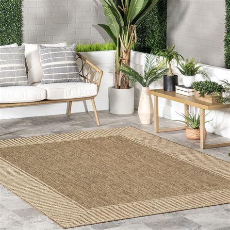 NuLOOM Asha Indoor Outdoor Patio Simple Border Area Rug 2 X 3 Light