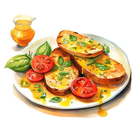 Premium AI Image Watercolor Of A Delightful Plate Of Bruschetta