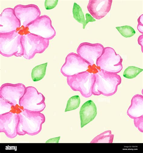 Seamless Pattern With Pink Watercolor Flowers Stock Photo Alamy