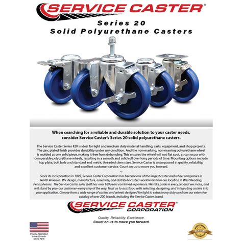 Service Caster Inch Solid Polyurethane Wheel Swivel Bolt Hole Caster