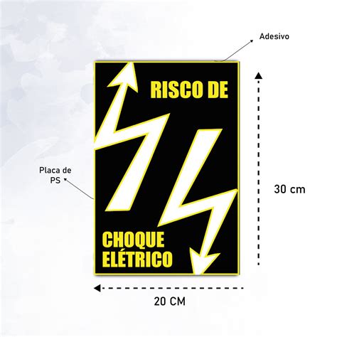 Placa de Sinalização Cuidado Risco de Choque 30x20 cm Elo7