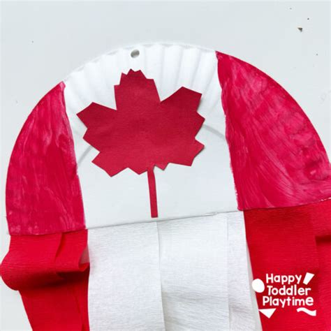 Canada Day Paper Plate Flag Craft - Happy Toddler Playtime