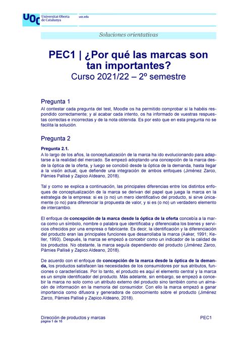 Solucion pec 1 2022 Soluciones orientativas PEC1 Por qué las