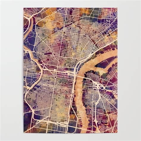 Philadelphia Pennsylvania City Street Map Poster By ArtPause Michael