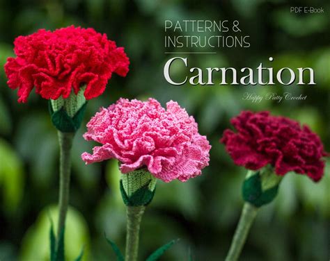 Crochet Carnation Pattern Croche Flower Pattern Carnation Etsy Carnations Crochet Flower