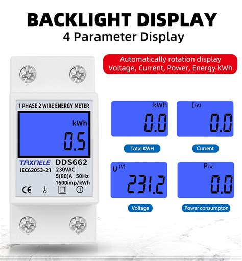 DDS662 DDS668 Din Rail LCD Backlight Single Phase Energy Meter KWh