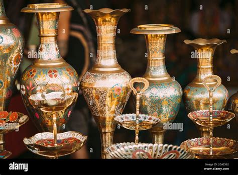 Goa India Indian Eastern Jugs On Local Goa Market Popular Souvenirs