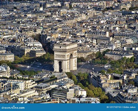 Arc De Triomphe From The Eiffel Tower In Paris France Stock Photo