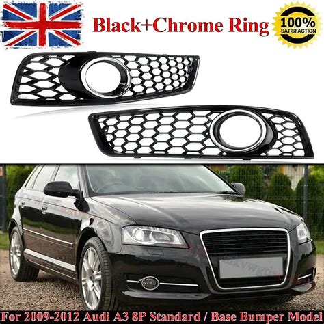 2X Honeycomb Front Bumper Grille Fog Light Lamp Covers For Audi A3 8P