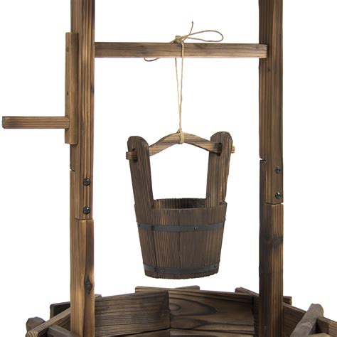 Bcp Rustic Wooden Wishing Well Planter Yard Decoration W Hanging
