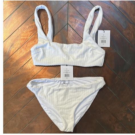 White Ribbed Terry Onia Bikini Size Small New With Depop