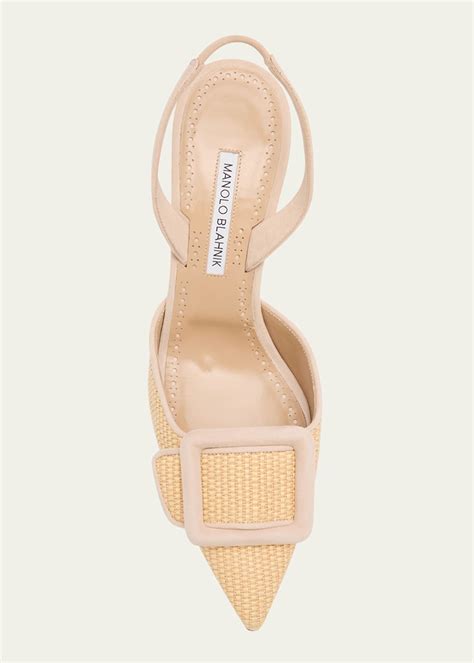 Manolo Blahnik Maysli Woven Buckle Slingback Pumps Bergdorf Goodman