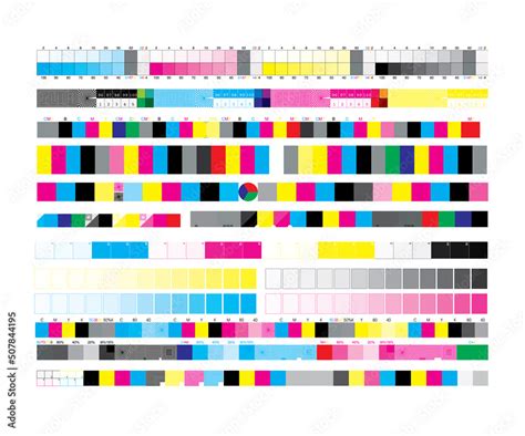 Vecteur Stock Cmyk Print Test Control Scales Print Control Strips