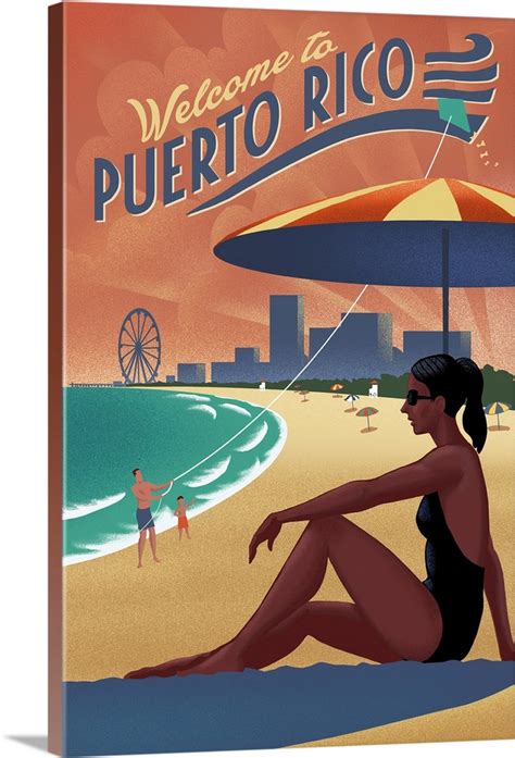 Puerto Rico - Beach Scene - Lithograph Wall Art, Canvas Prints, Framed ...