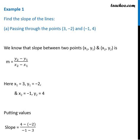 Example 1 Find Slope Of Line Passing Through Points 3 2 1 4