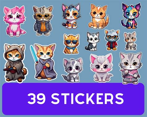 39 Printable Cat Stickers Print And Cut Cat Stickers Cute Cat