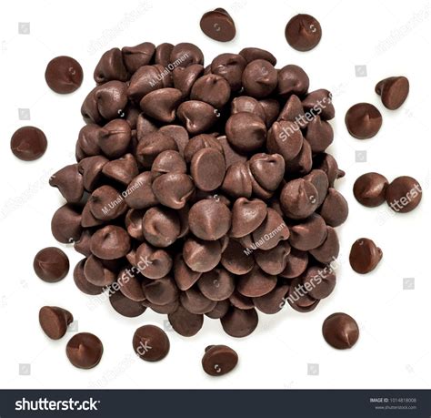 Chocolate Chips Morsels Chips Pile Top Stock Photo