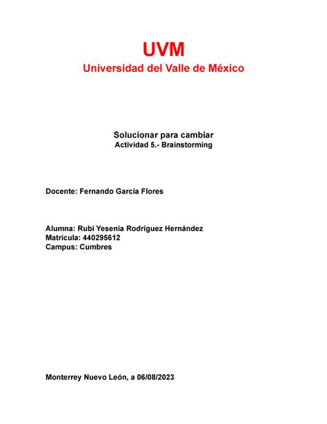 Act Ryrh Apuntes Uvm Universidad Del Valle De M Xico Solucionar