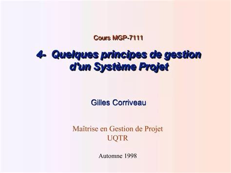 PPT Cours MGP 7111 4 Quelques Principes De Gestion Dun Syst Me