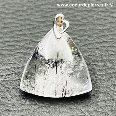 Pendentif Cristal De Roche Inclusions De Tourmaline De Madagascar