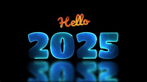 Looping Neon Glow Effect New Year Icons Black Background