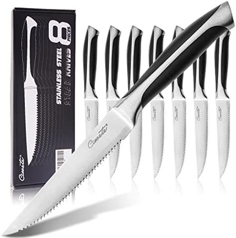 Ciwete Serrated Steak Knives Set Of 8 4 Upgrade 3RC13 Stainless Steel