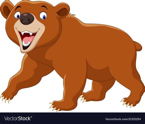 A Brown Bear With Open Mouth And Big Teeth On White Background Eps File