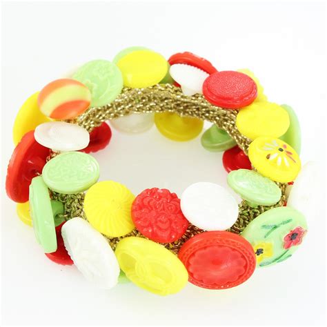 Vintage Button Bracelet Vintage Colorful Glass Button Bracelet Molded