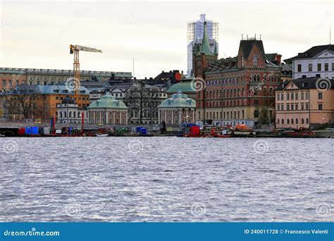 Stockholm Gamla Stan Door Het Kanaal Van Het Waterfront Stockholm