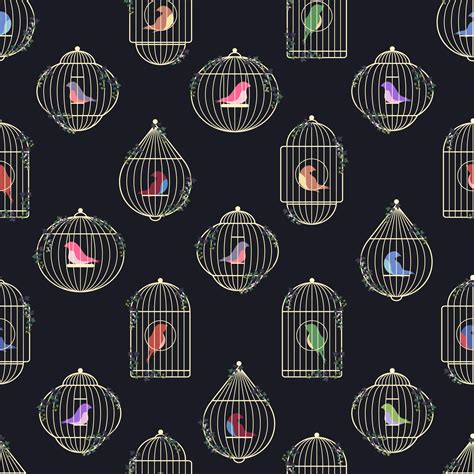 Birds In Cages Seamless Pattern 834046 Vector Art At Vecteezy