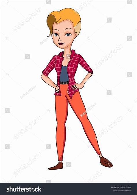 Cartoon Girl Character Long Blonde Hair Stock Vector Royalty Free