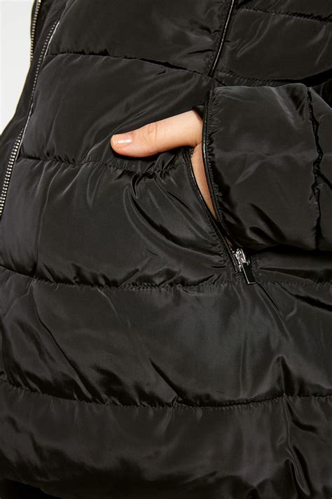 Black Hooded Panel Puffer Coat Sizes 16 40 Yours Clothing