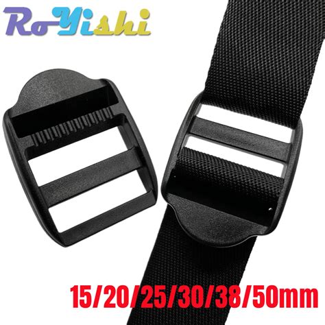 5 Pcs Pack Ladder Lock Slider Plastic Buckles Backpack Straps Black Webbing 15 50mm