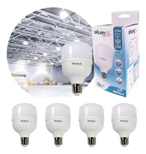 4x Lampada Led Bulbo Alta Potência 20w E27 Branco Frio 6500k