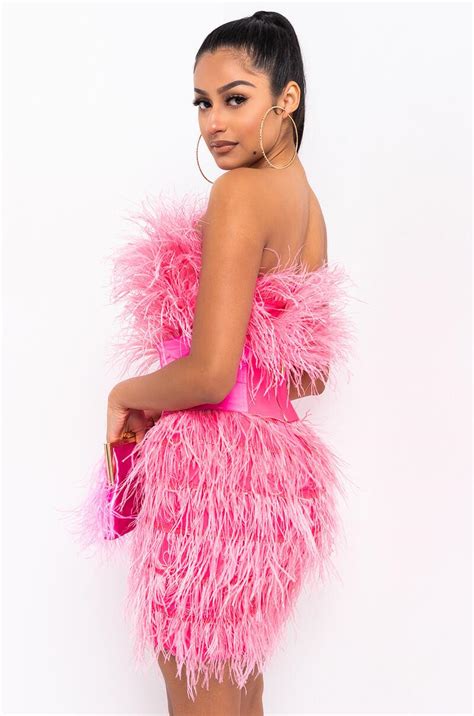 Mini Pink Feather Dress Dresses Images 2022